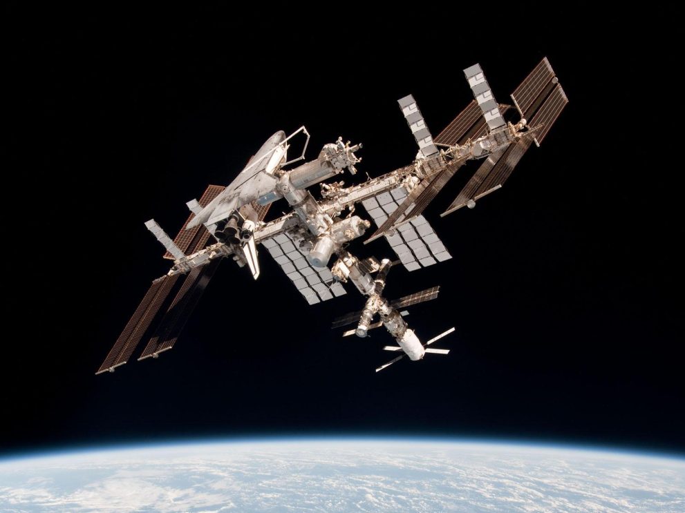 The International Space Station with ATV-2 and Endeavour