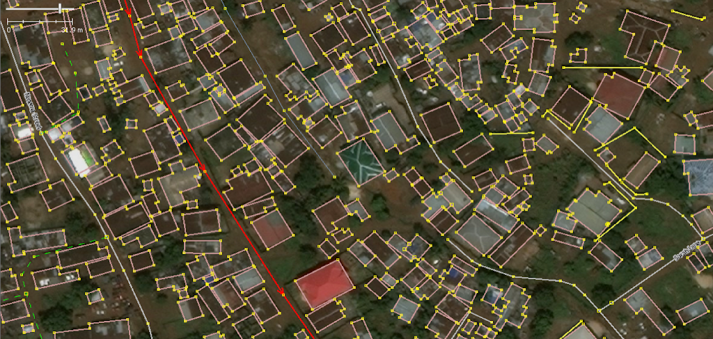 Ausschnitt von erfassten Gebäuden in OpenStreetMap